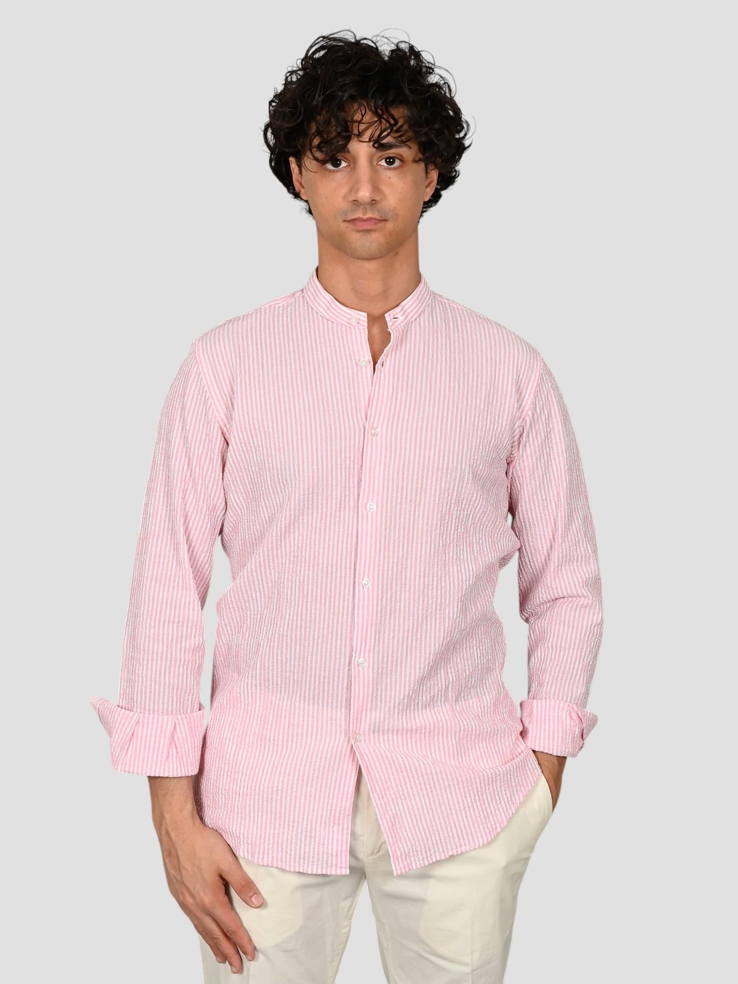 Camicia coreana ZF24 8158 rigata rossa ZF248158 005 MARCUS 