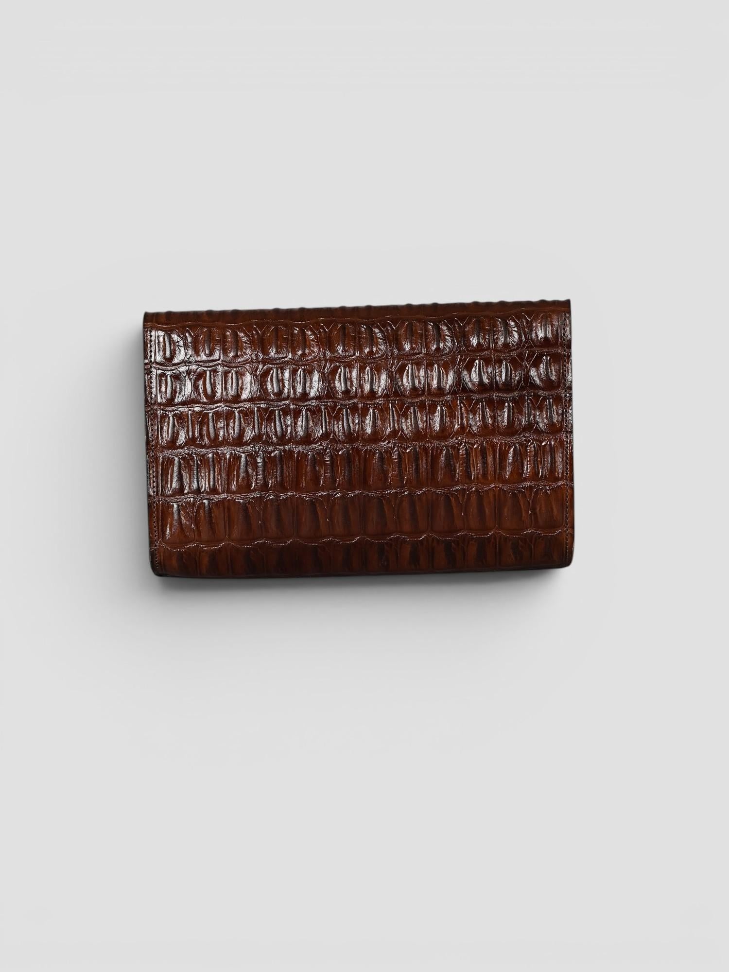 Clutch artigianale in pelle stampa cocco moro POCHETTE COCCO ALBERTO LUTI 