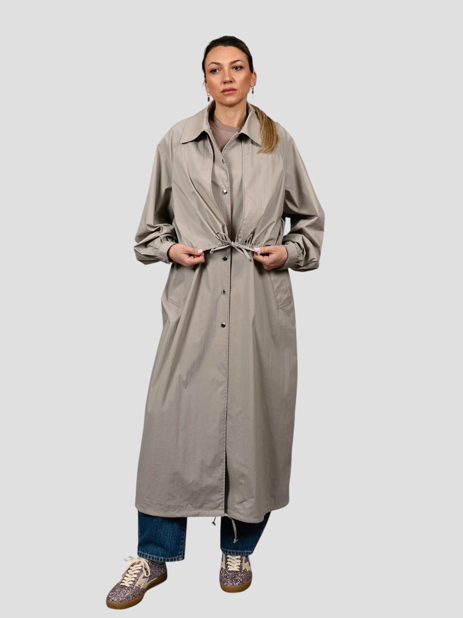 Spolverino lungo J031 T002 dettagli arricciati J031-T002 GRIGIO ISABELLE BLANCHE PARIS 