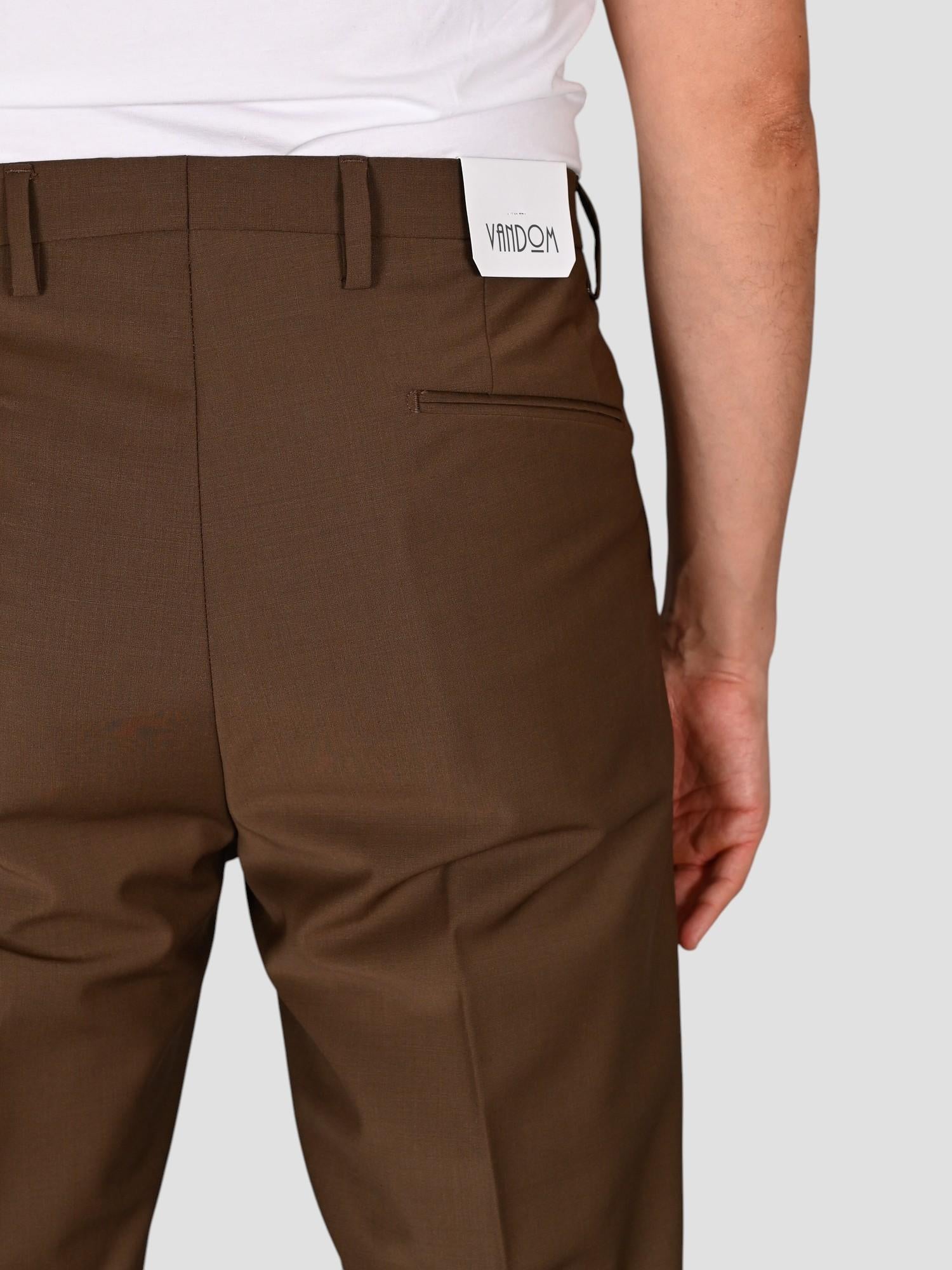 Pantalone moka GABRIELT 244 fresco lana FRANCESCOT244 MOKA VANDOM 