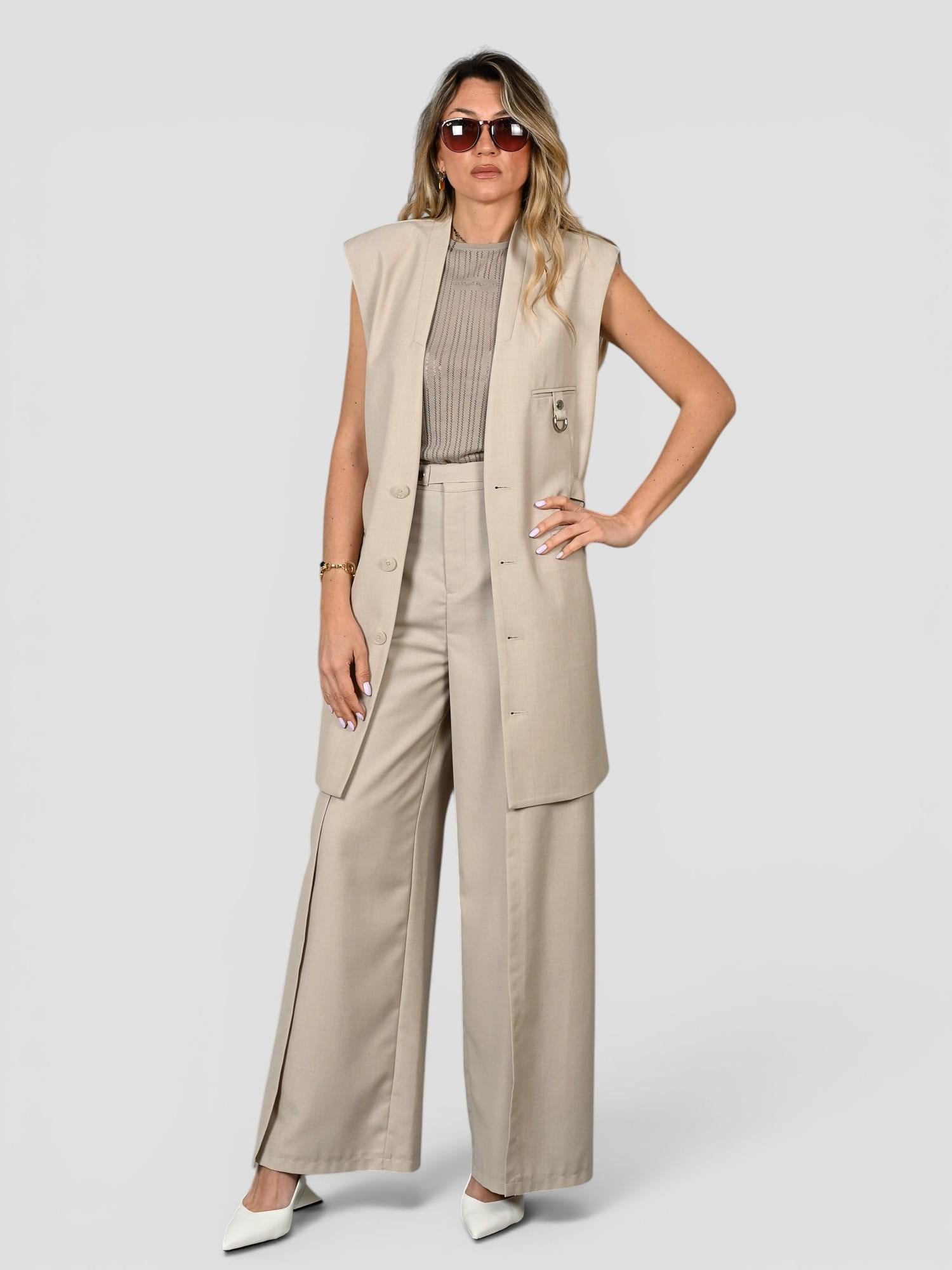 Abito sartoriale A087 T007 taupe gilet A087-T007 TAUPE ISABELLE BLANCHE PARIS 