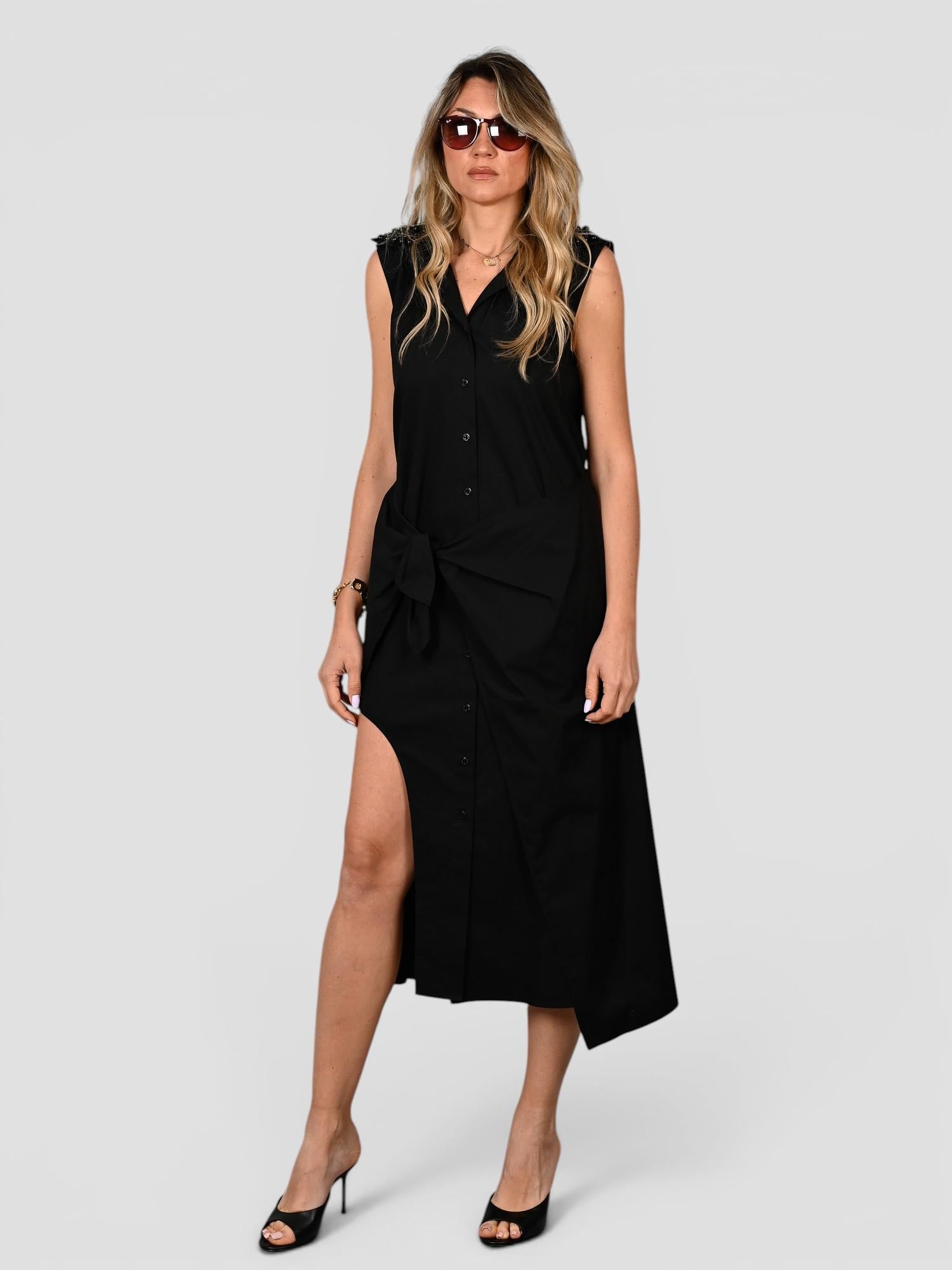 Abito chemisier A100-T011 black pearls A100-T011 BLACK ISABELLE BLANCHE PARIS 