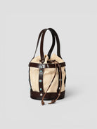 Bucket bag in pelle e rafia artigianale CESTINO RAFIA ALBERTO LUTI 