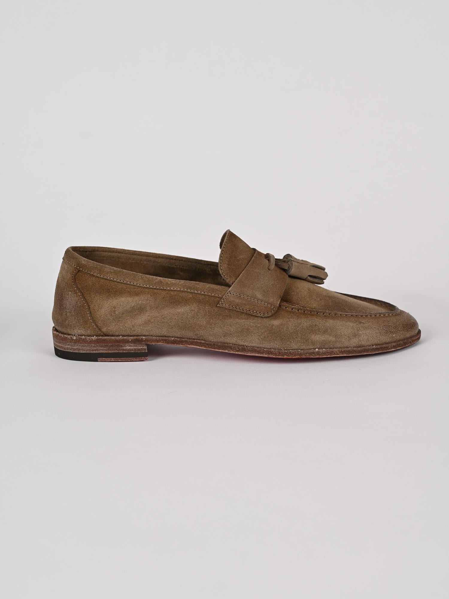 Moccasino uomo tortora con nappine 1856VELOUR 2011 TORTORA CORVARI 