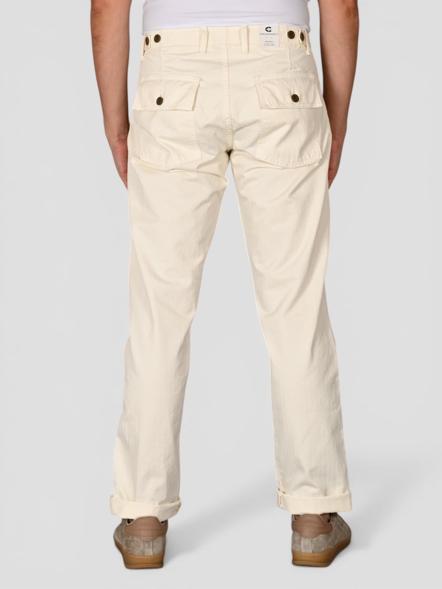 Pantalone cream FATIGUE HERRINGBONE FATIGUE HBT CREAM CHESAPEAKE'S 