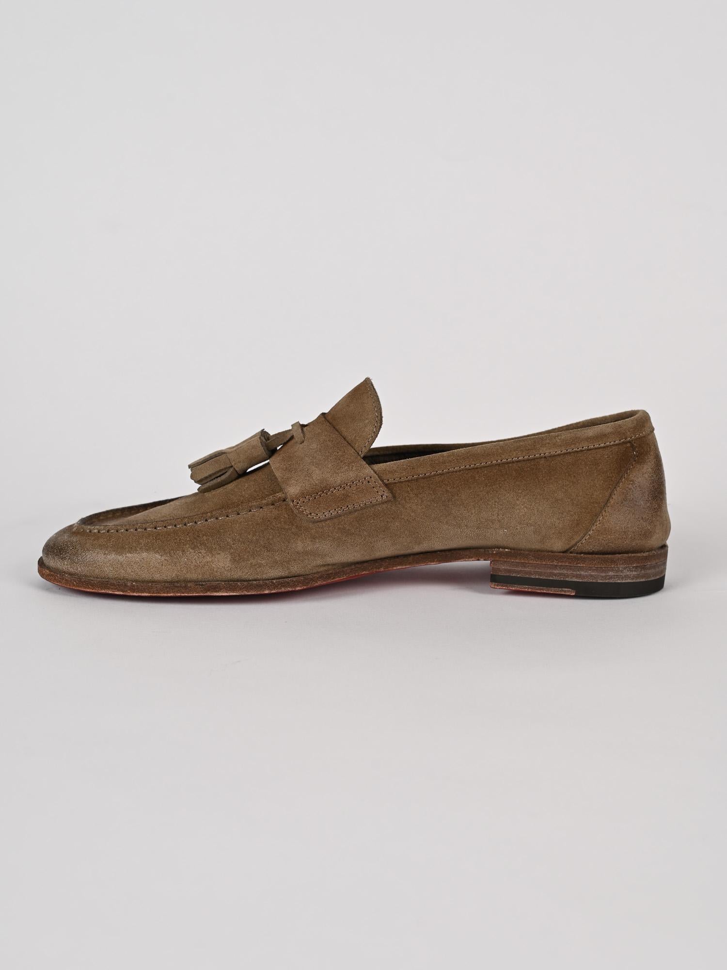 Moccasino uomo tortora con nappine 1856VELOUR 2011 TORTORA CORVARI 