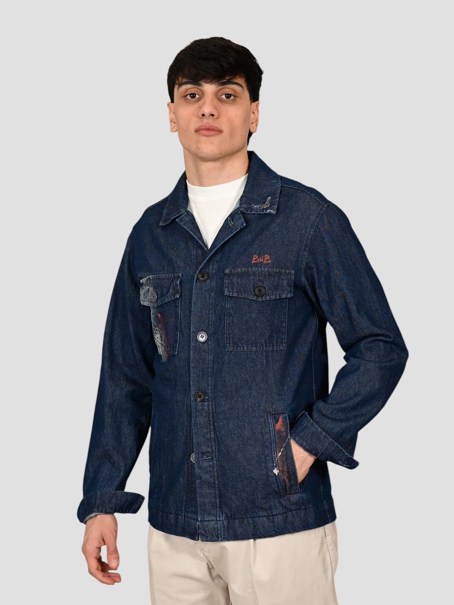 Giubbino jeans ROCK 521 dipinto a mano ROCK521 JEANS BOB 