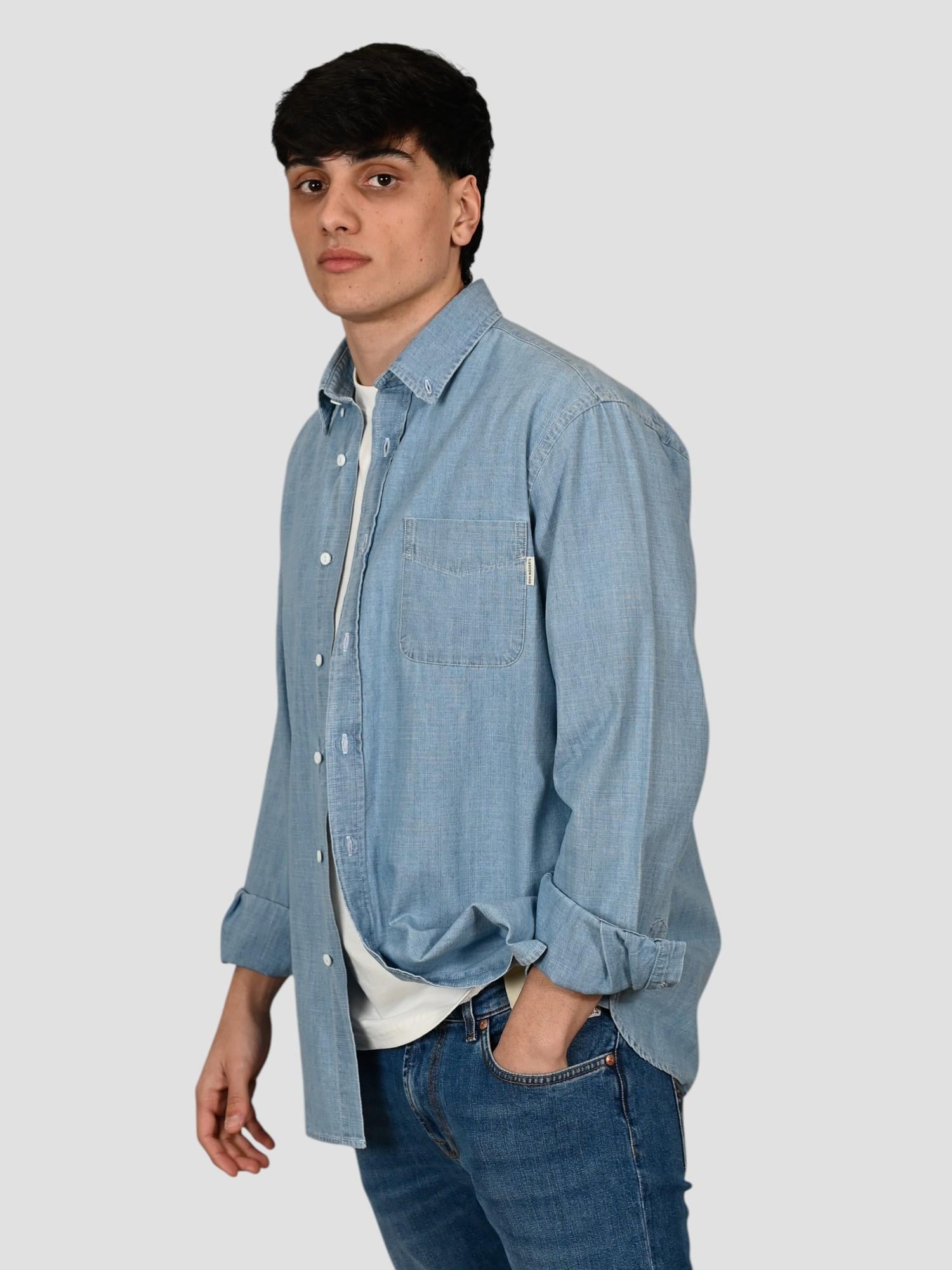 Shirt button down MAN CHAMBRAY SHIRT BOTTON BLEACH ROY ROGER'S 