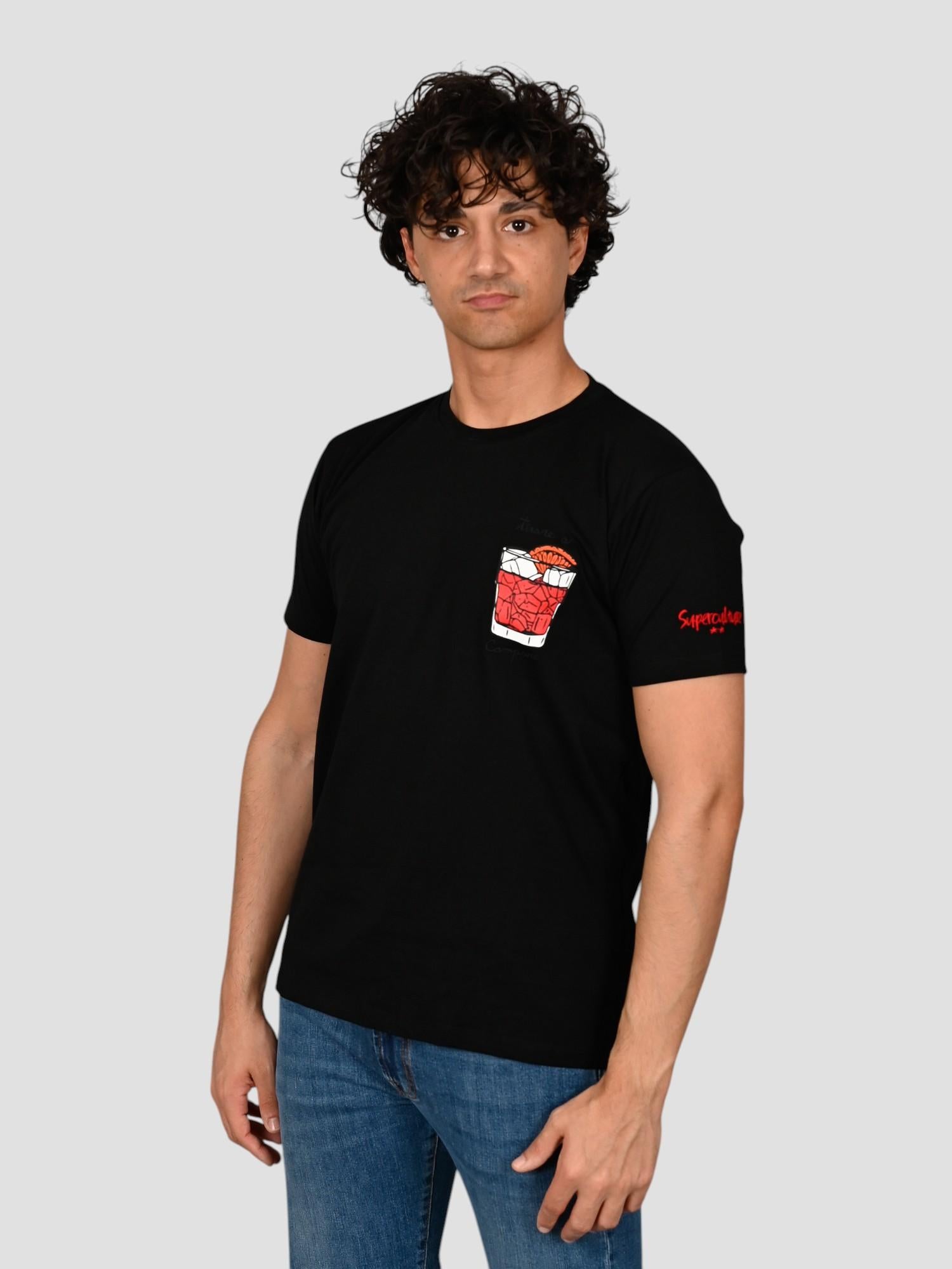 T-shirt A1131 NERO tirare a campari A1131 NERO SUPERCULTURE CLOTHING 