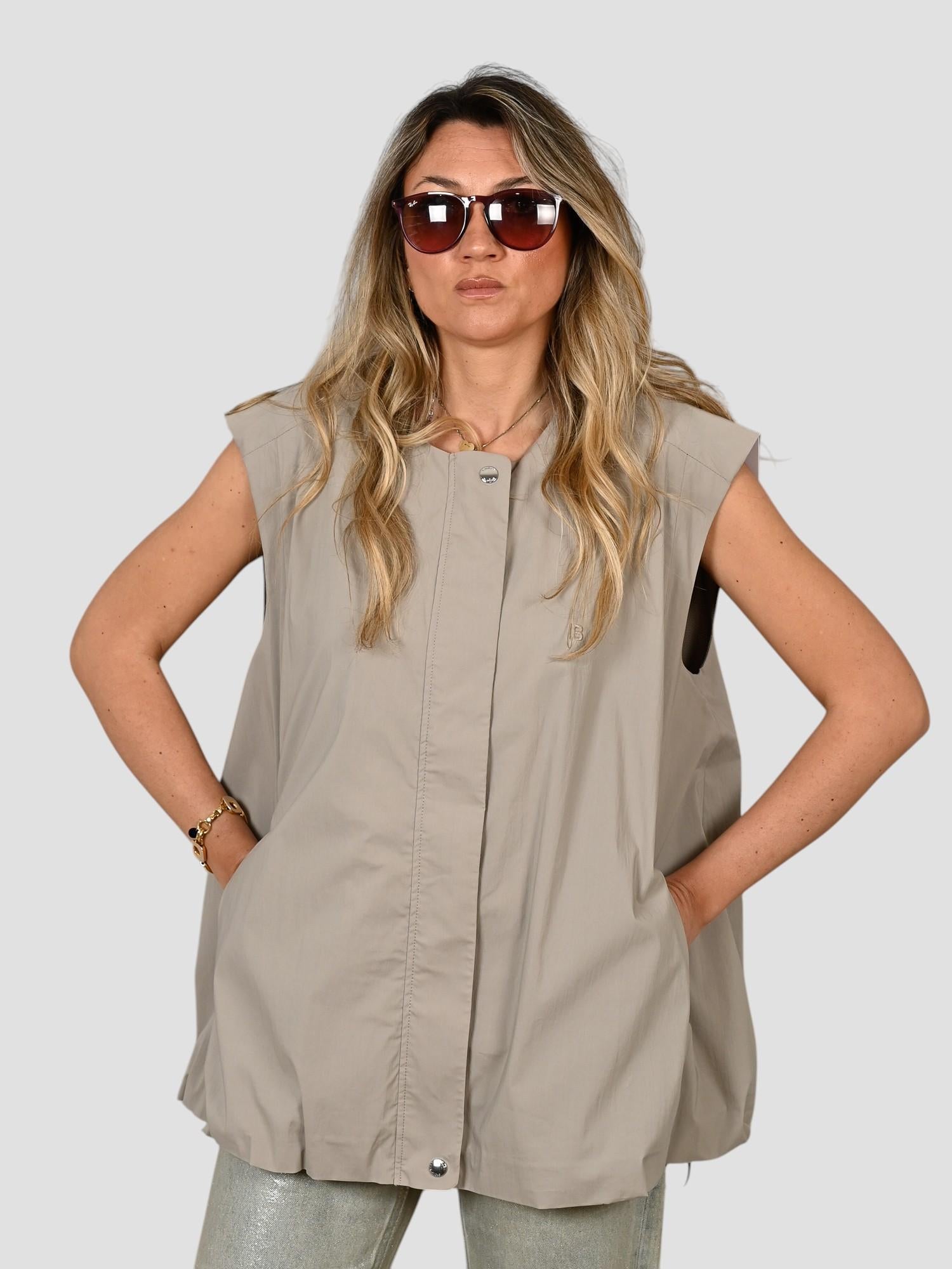 Gilet blazer J015 T002 taupe palloncino J015-T002 TAUPE ISABELLE BLANCHE PARIS 