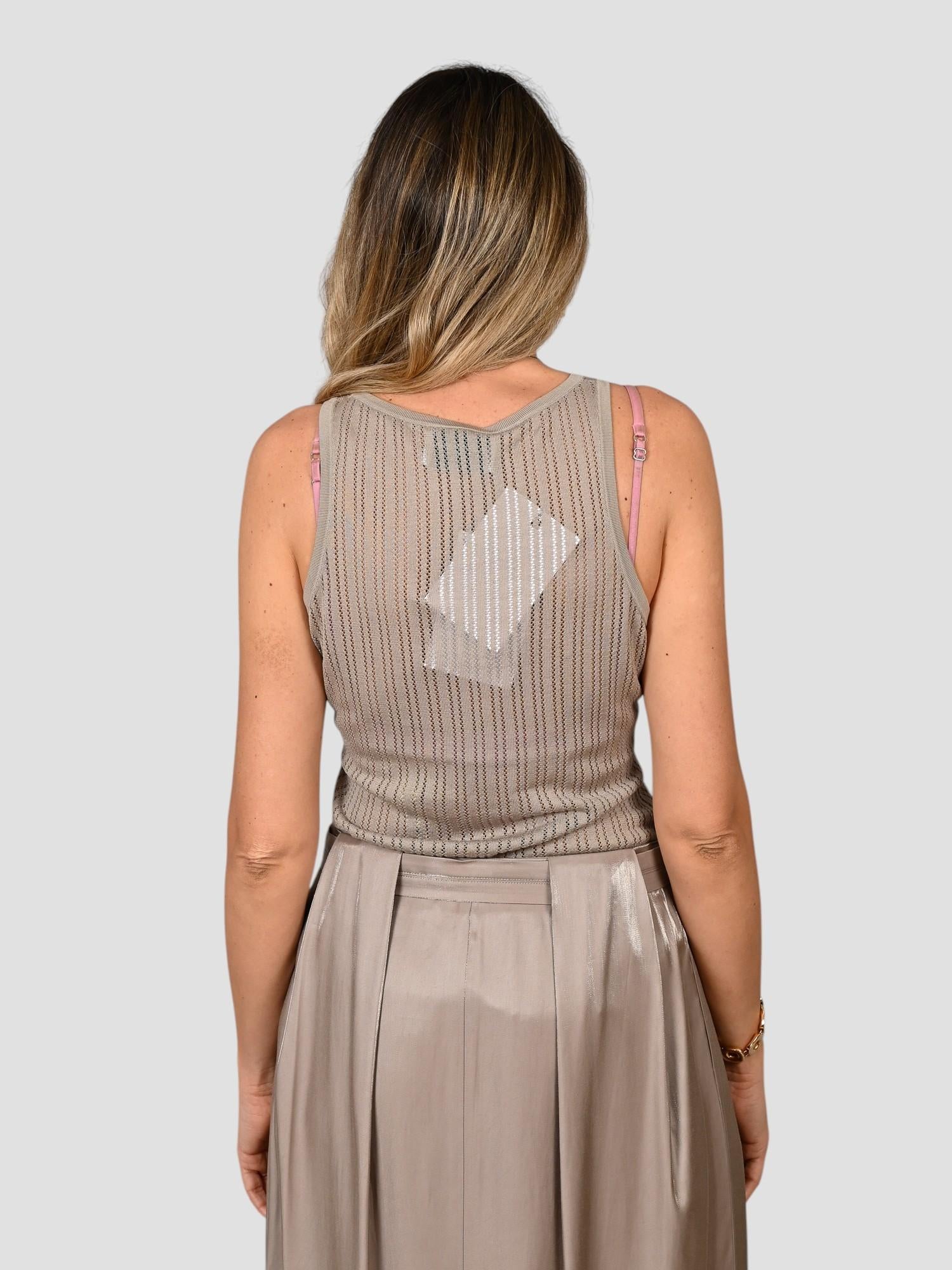 Top traforato M143 F004 tencell taupe M143-F004 TAUPE ISABELLE BLANCHE PARIS 