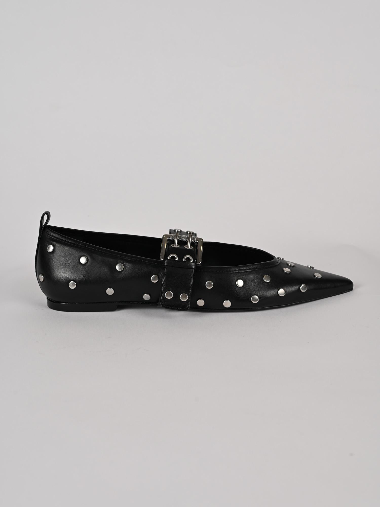 Ballerina donna nera borchiata in pelle S22006003 80001 SCHUTZ 