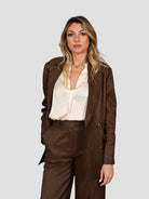 Blazer cioccolato AN31122U viscosa lino AN31122U MARRONE ANITIE' 