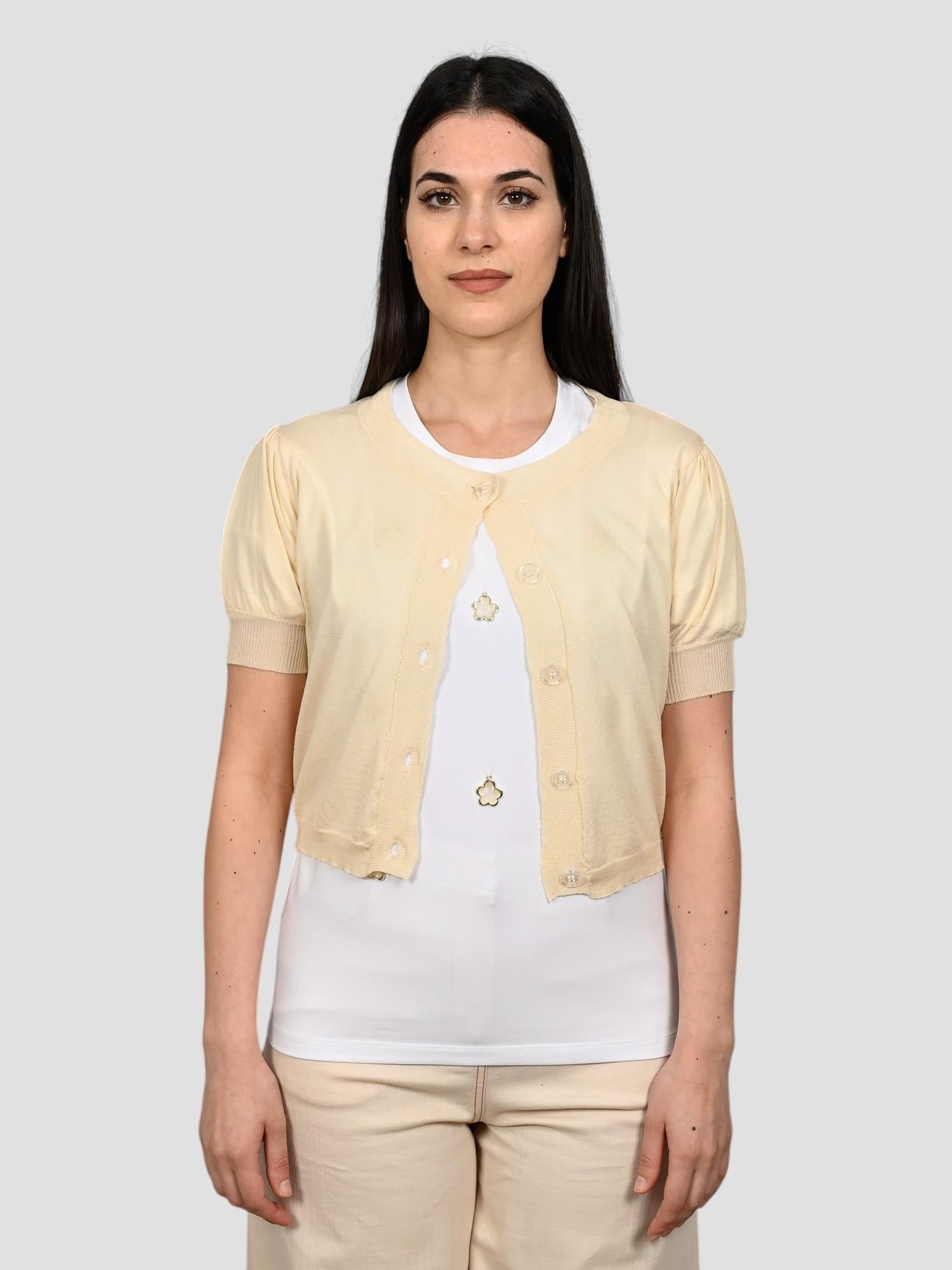 Cardigan corto WW31019 sabbia seta WW31019 SABBIA WHITE WISE 
