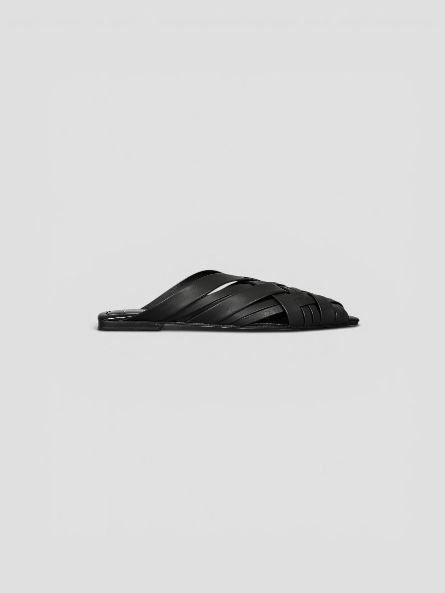 Mule pelle 8565 BLACK intrecciata fascia larga 8565 BLACK CORRIDONI MILANO 
