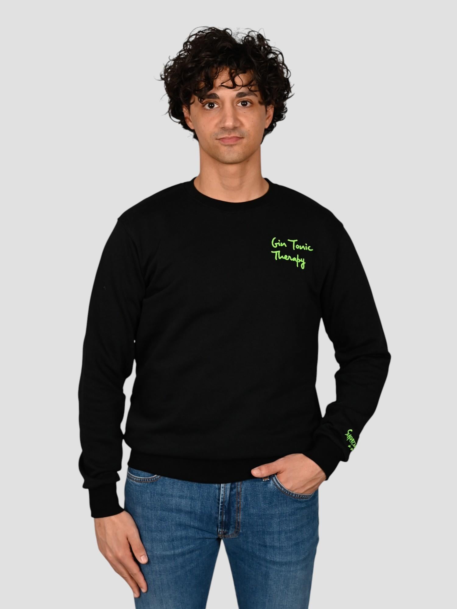 Felpa leggera A1107 NERO gin tonic A1107 NERO SUPERCULTURE CLOTHING 