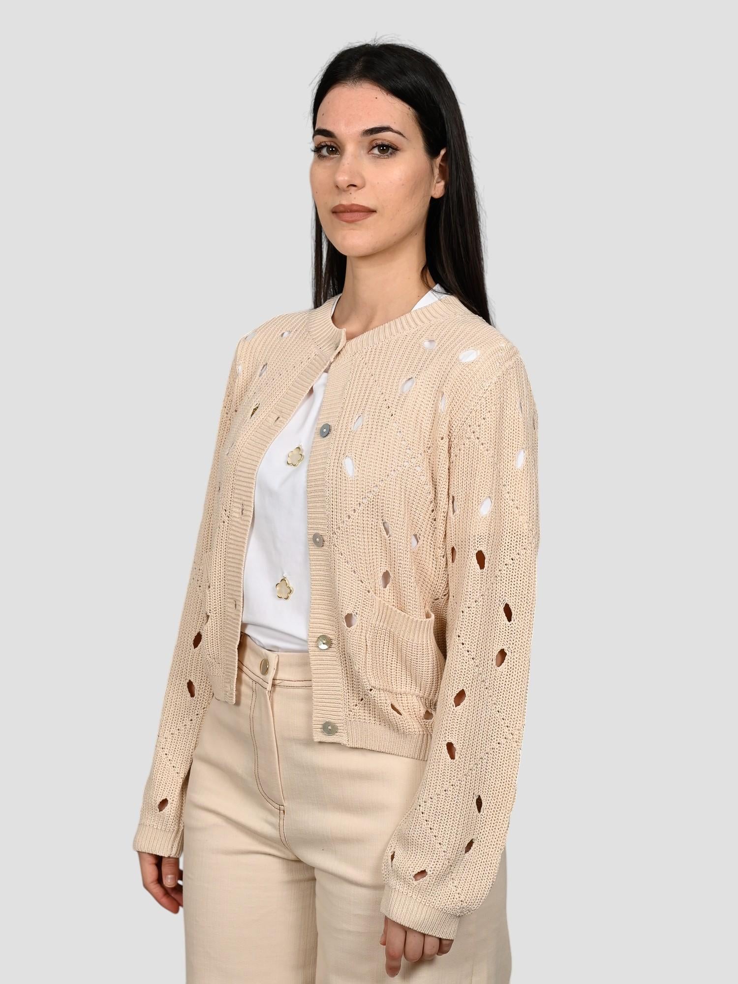 Cardigan giacca WW31065 sabbia traforato WW31065 SABBIA WHITE WISE 