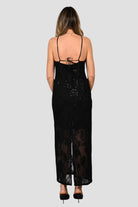 Abito nero A157 T016 ricamo paillettes A157-T016 NERO ISABELLE BLANCHE PARIS 