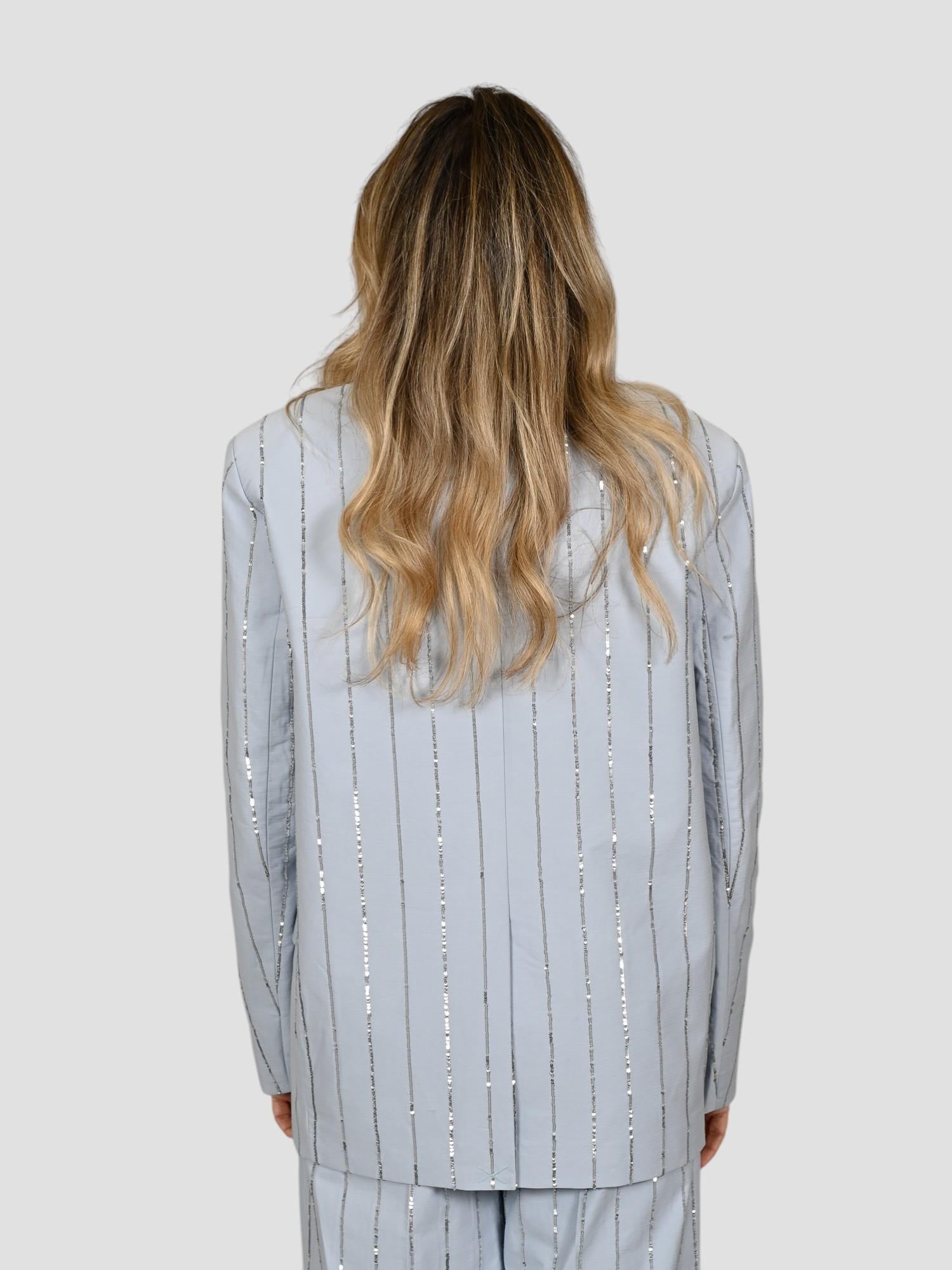 Blazer sartoriale J058 T006 ricamo paillettes J058-T006 CELESTE ISABELLE BLANCHE PARIS 