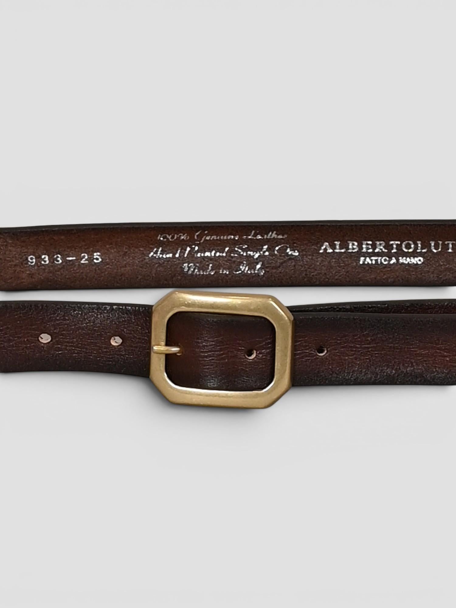 Cintura pelle 933 MORO fibbia ottone 933/25 MORO ALBERTO LUTI 