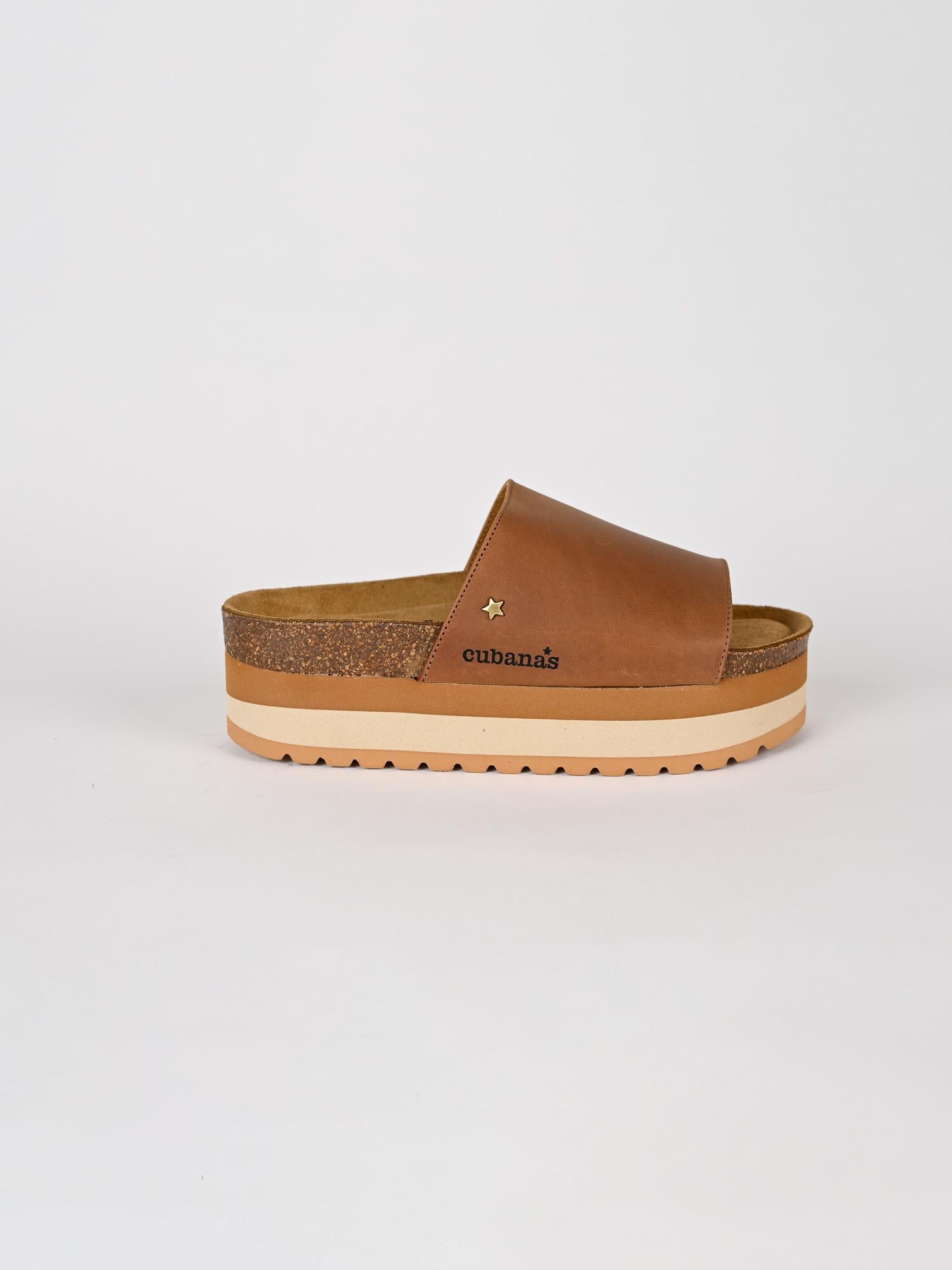 Sandalo donna JUDITE marrone in pelle JUDITE100 BROWN CUBANAS 