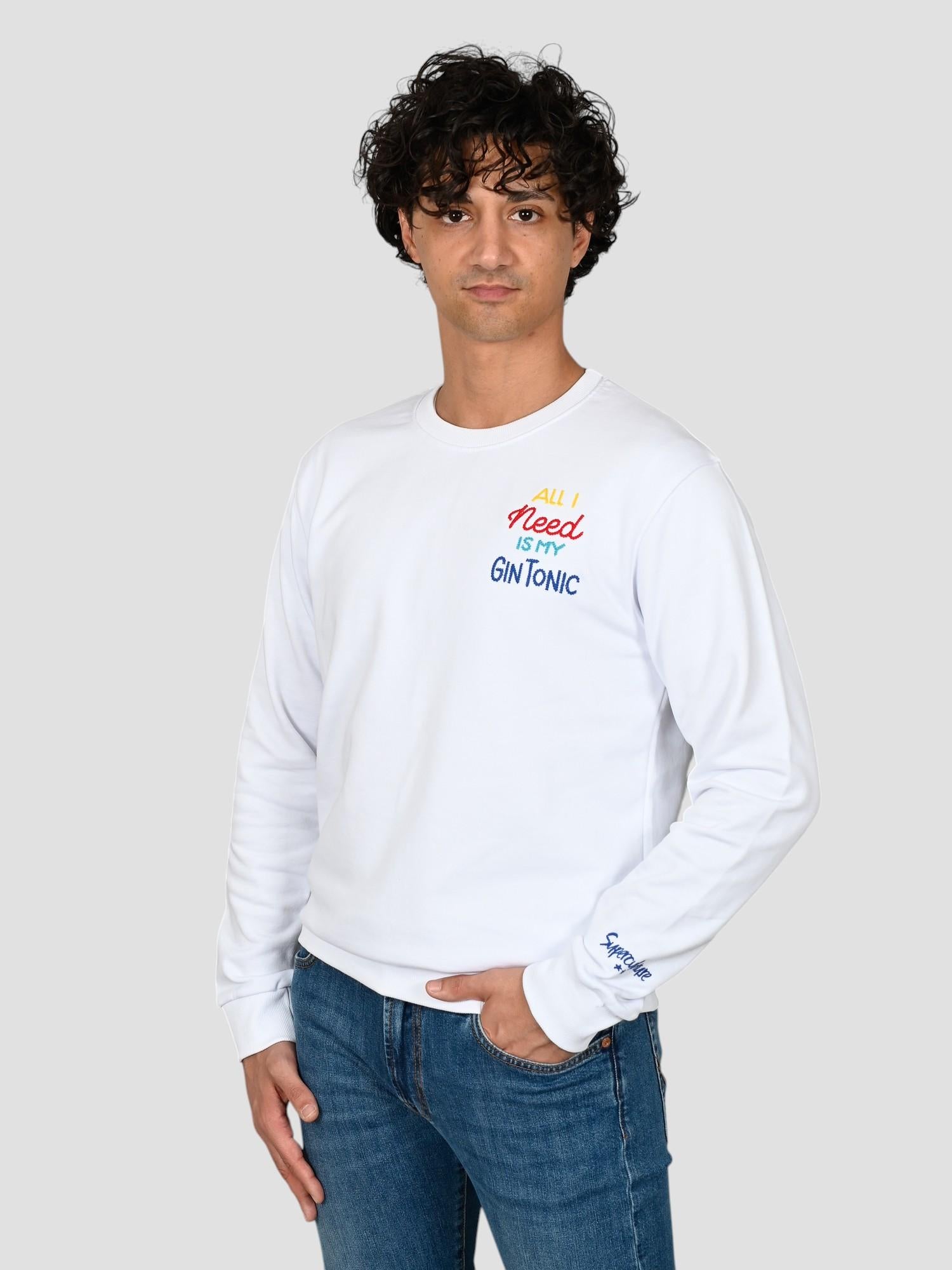 Felpa leggera A1129 BIANCO all i need A1129 BIANCO SUPERCULTURE CLOTHING 