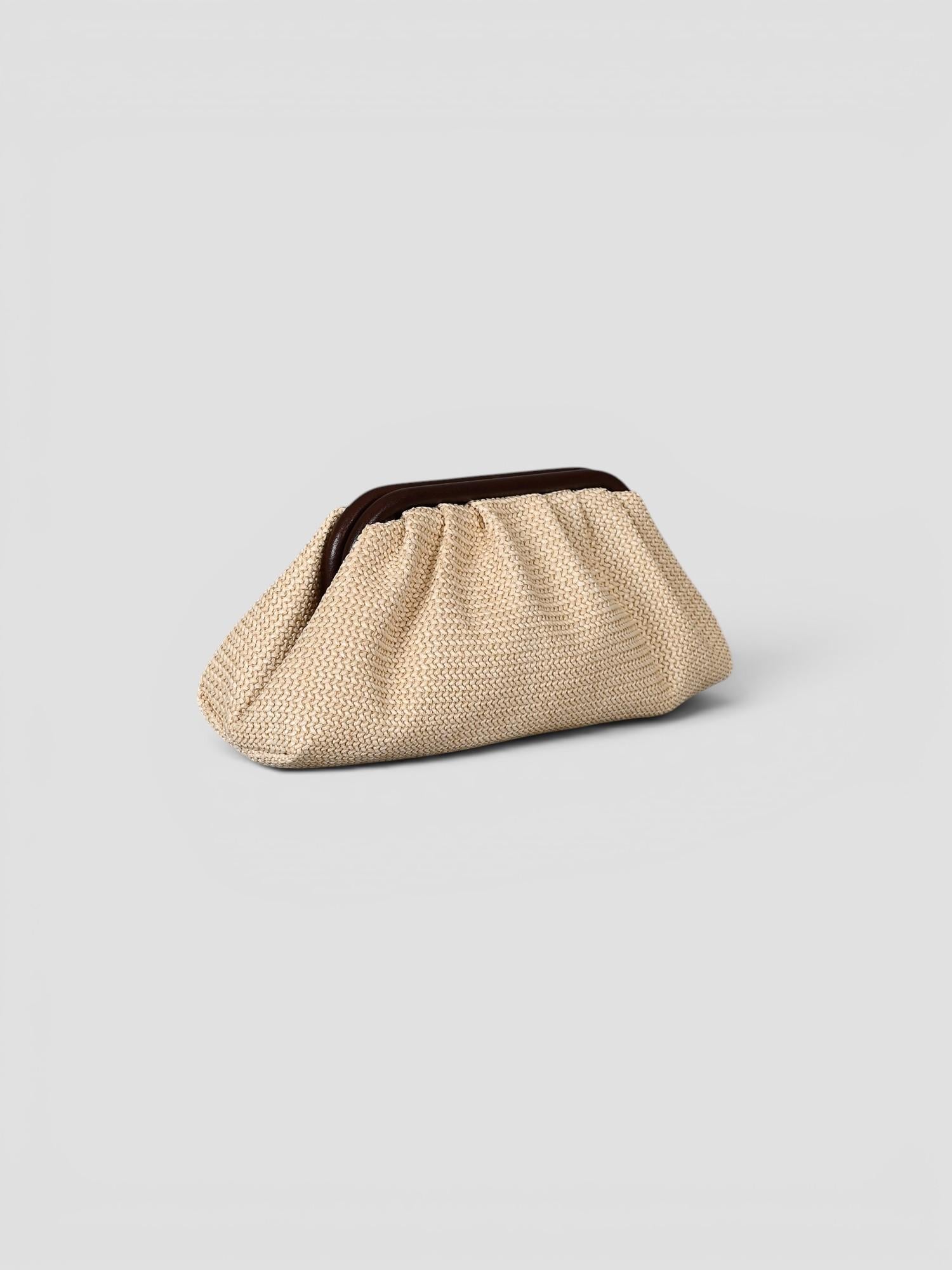 Clutch rafia artigianale con tracollina in pelle CLUTCH RAFIA ALBERTO LUTI 