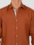 Camicia marrone TA64 4837 puro lino TA644837 MARRONE MARCUS 