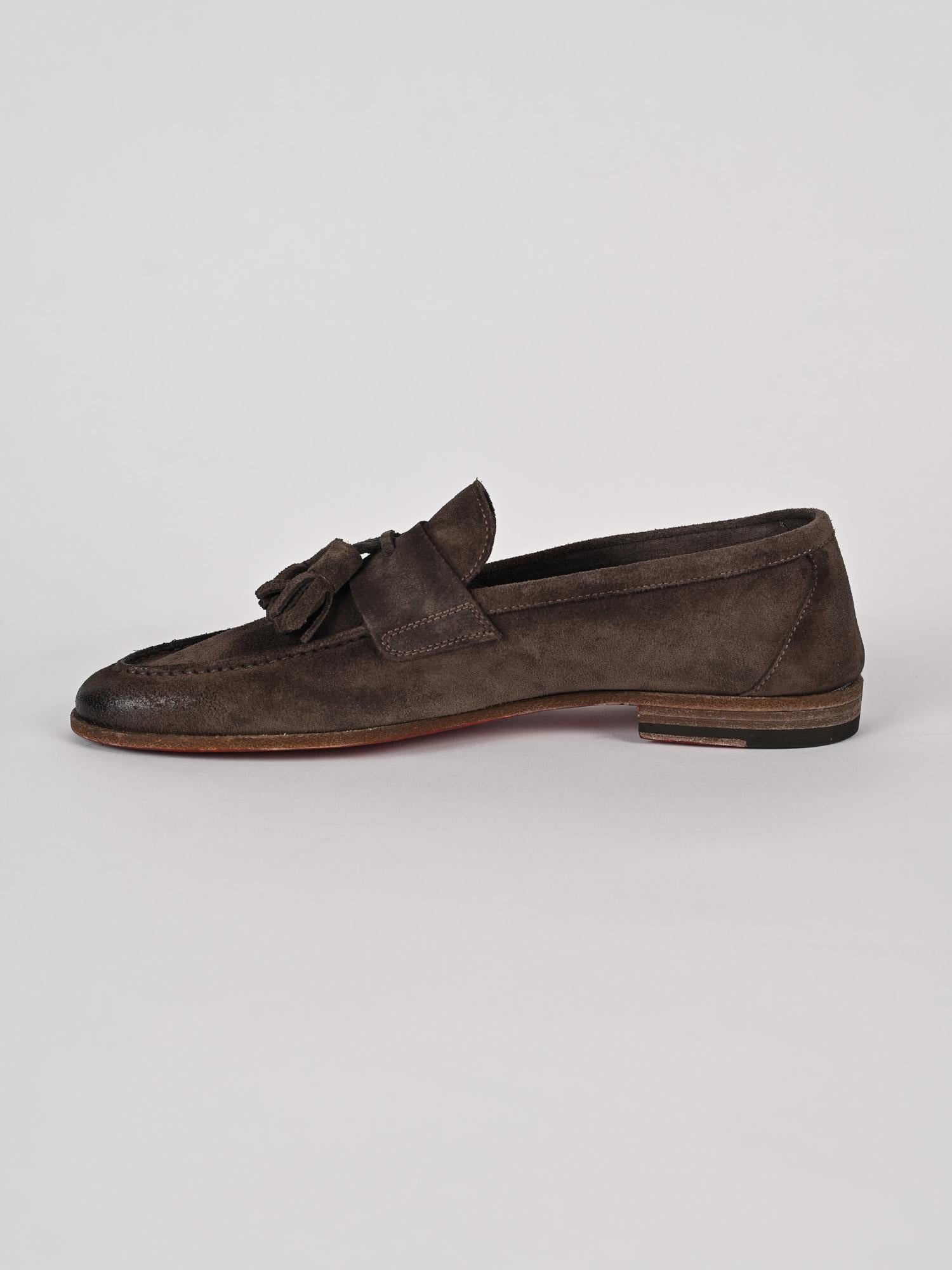 Moccasino uomo moro con nappine 1856VELOUR 2287 MORO CORVARI 