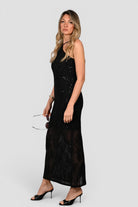 Abito nero A157 T016 ricamo paillettes A157-T016 NERO ISABELLE BLANCHE PARIS 