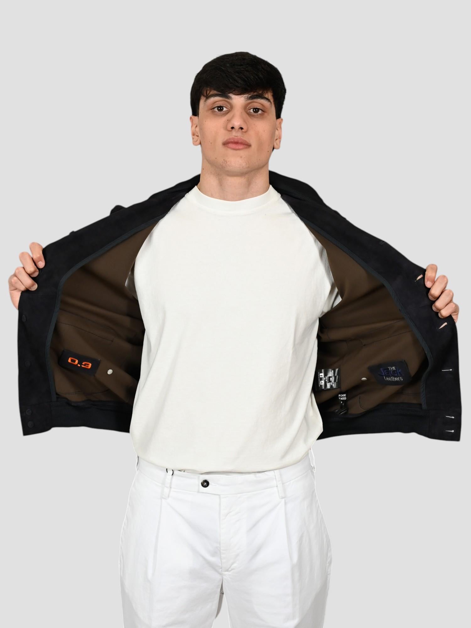 Giubbino suede RIVERSIDE SEAMLESS dark blu RIVERSIDE SEAMLESS DARK BLU THE JACK LEATHERS 