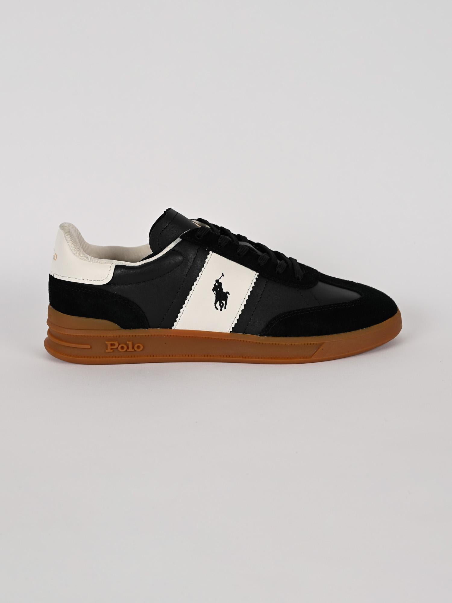 Sneaker heritage aera black pelle camoscio HRT AERA PP SK-LTL BLK/WHT POLO RALPH LAUREN 