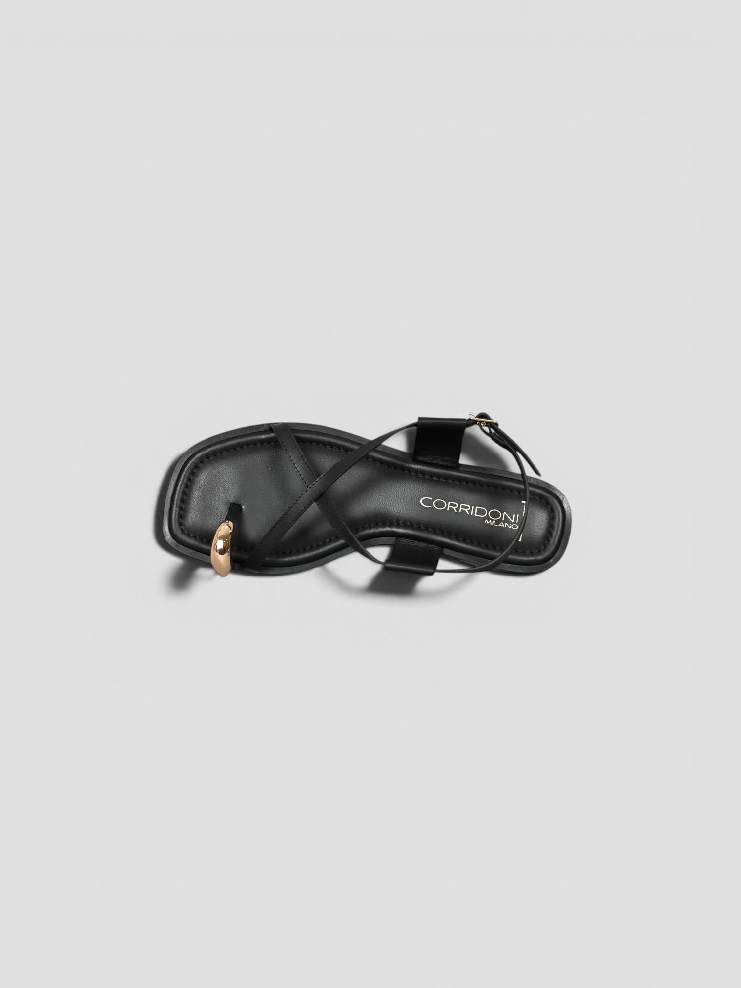 Sandalo cuoio 8176 TAN incrocio 8176 BLACK CORRIDONI MILANO 