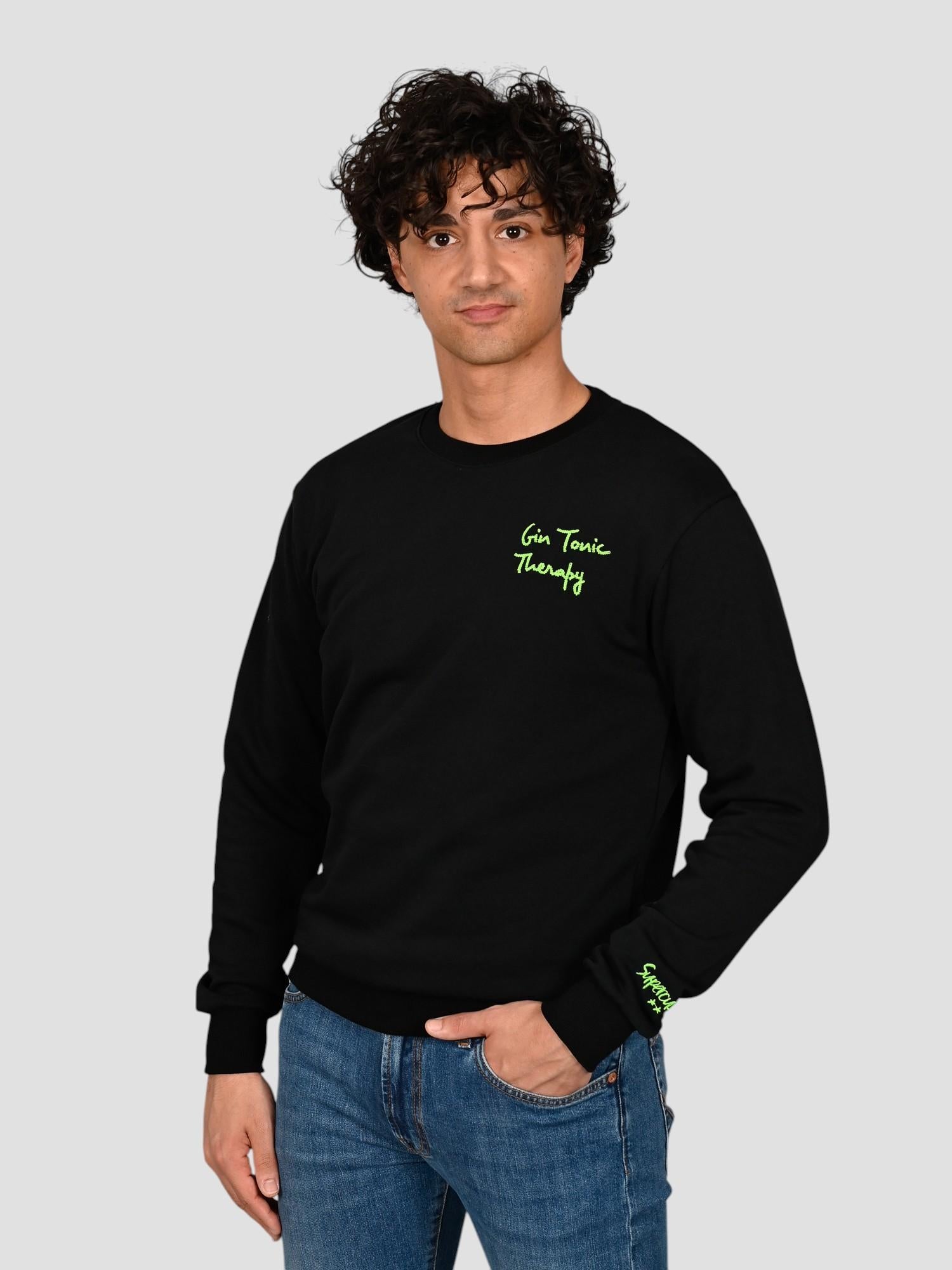 Felpa leggera A1107 NERO gin tonic A1107 NERO SUPERCULTURE CLOTHING 