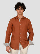 Camicia marrone TA64 4837 puro lino TA644837 MARRONE MARCUS 