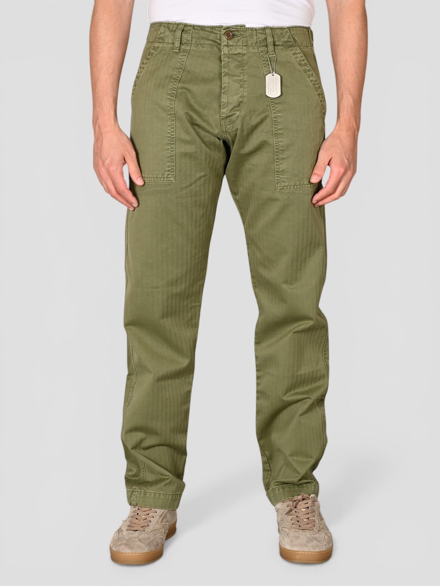 Pantalone military FATIGUE HERRINGBONE FATIGUE HBT MILITARY GREEN CHESAPEAKE'S 