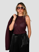 Top traforato M143 F004 royal brown M143-F004 ROYAL BROWN ISABELLE BLANCHE PARIS 