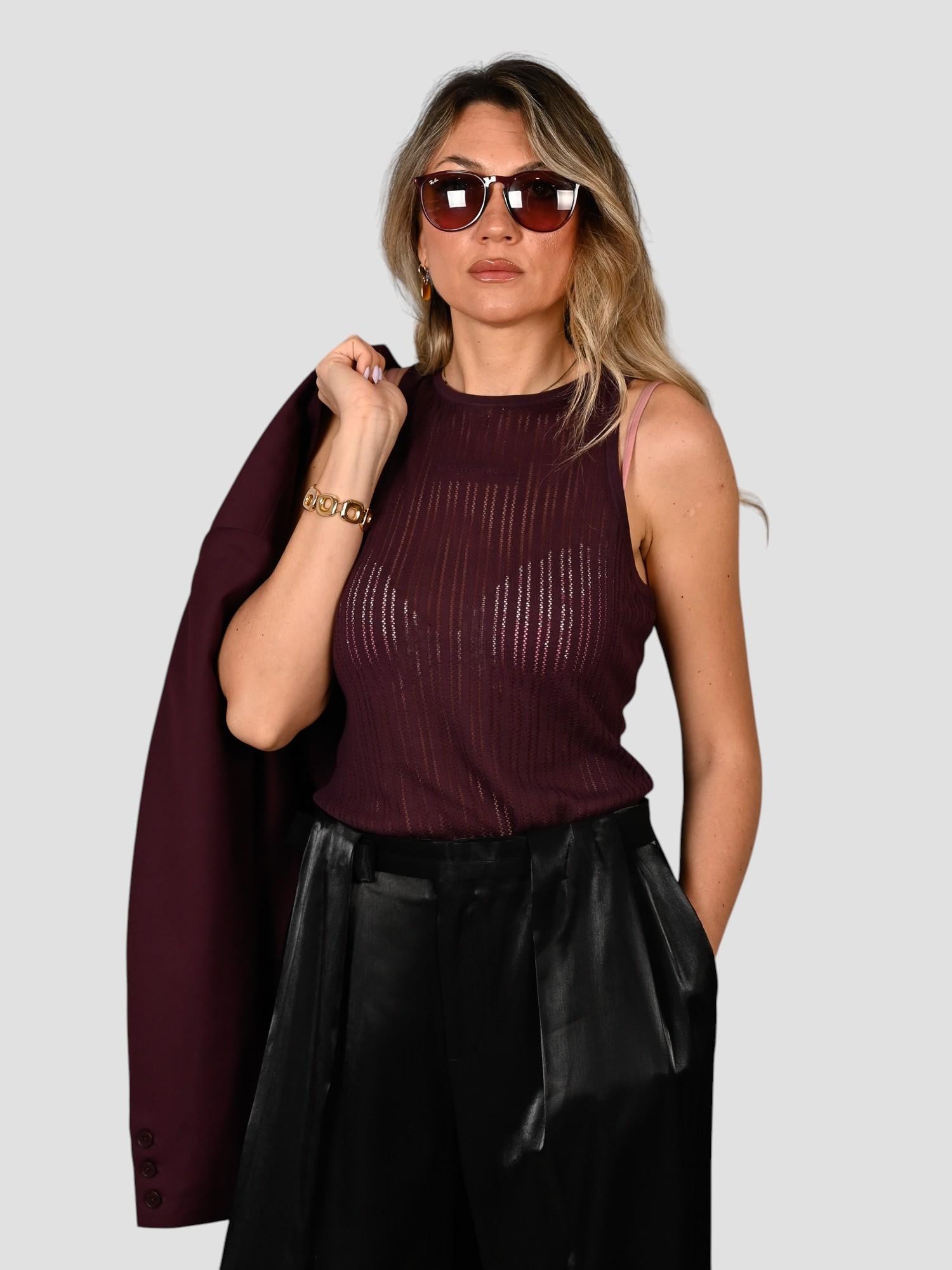 Top traforato M143 F004 royal brown M143-F004 ROYAL BROWN ISABELLE BLANCHE PARIS 
