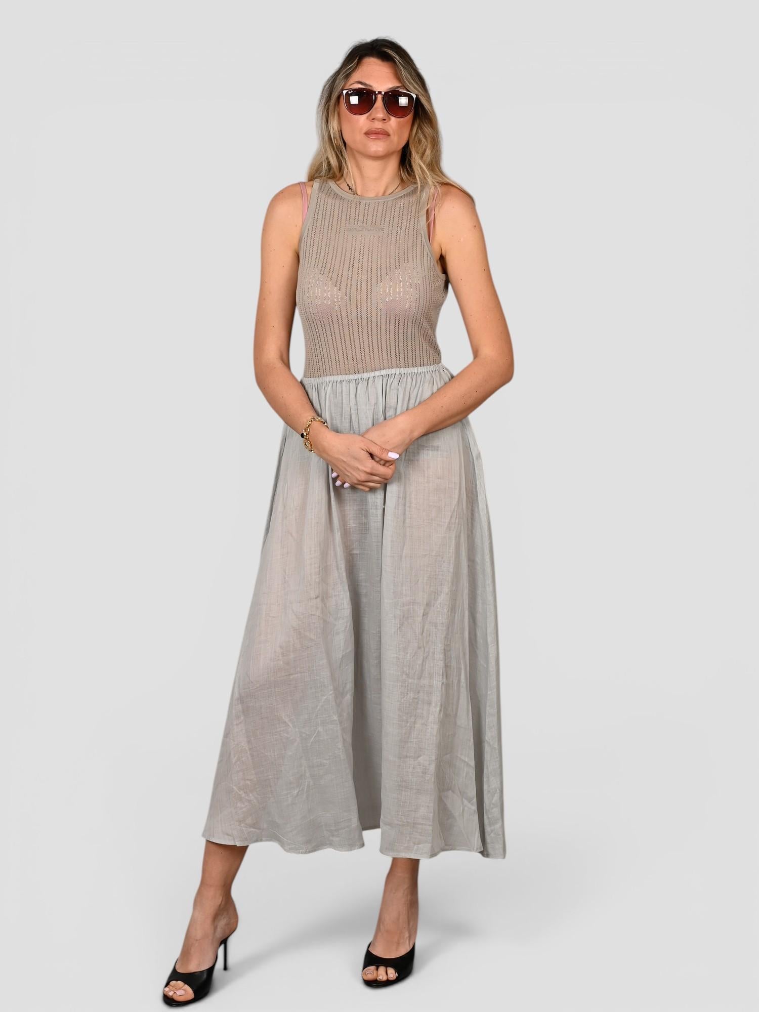 Abito smanicato A037 T002 steel blue A037-T002 STEEL ISABELLE BLANCHE PARIS 