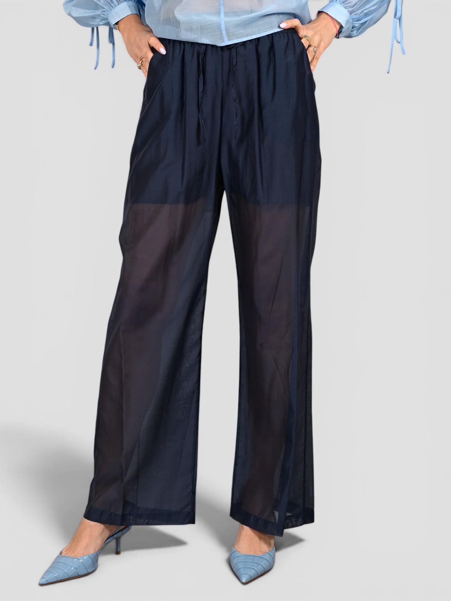 Pantalone blu WW31821 mussola WW31821 BLU WHITE WISE 
