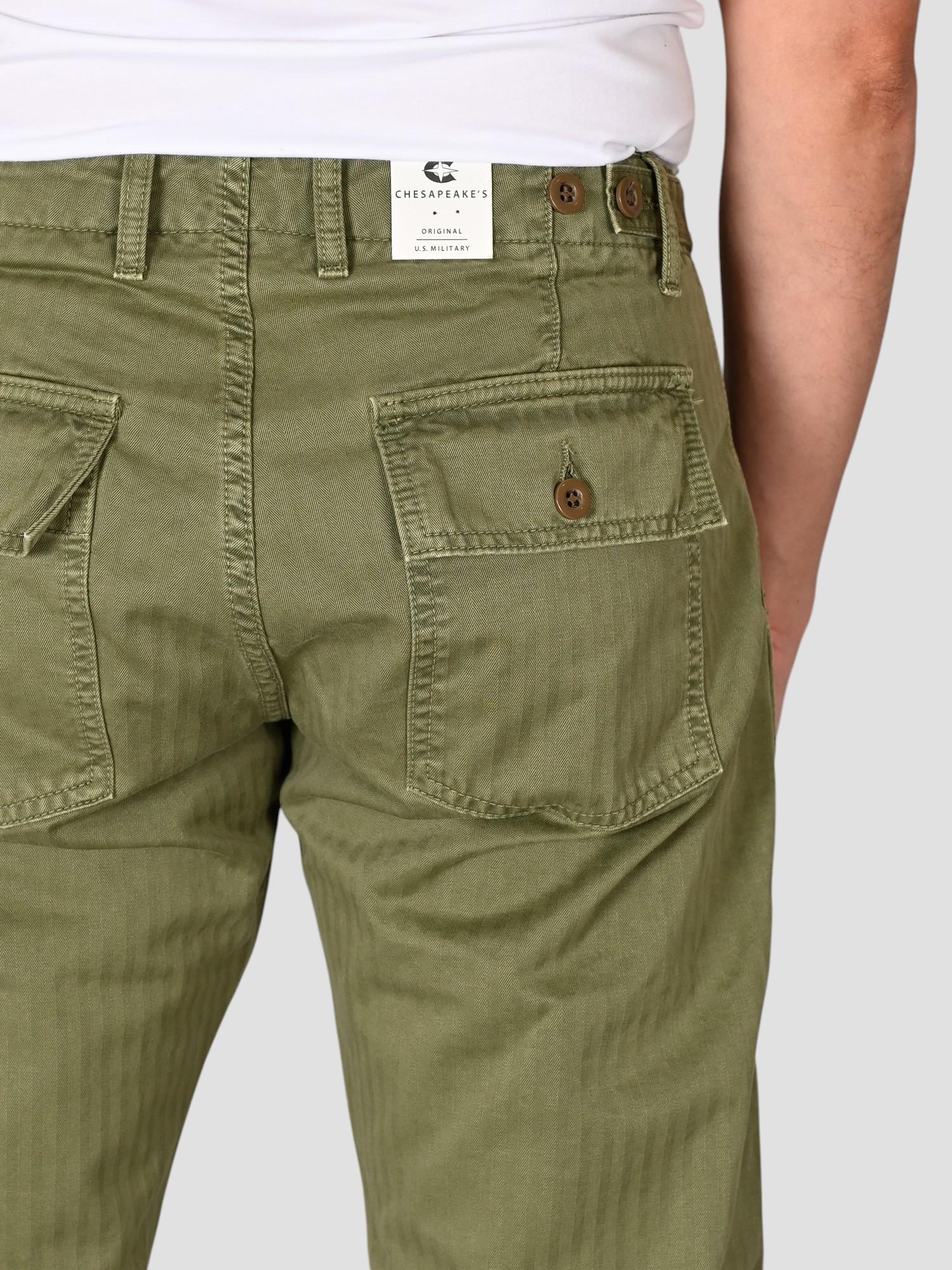 Pantalone military FATIGUE HERRINGBONE FATIGUE HBT MILITARY GREEN CHESAPEAKE'S 