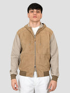 Giubbino sabbia JOHN MIX suede nylon JOHN MIX VANILLA THE JACK LEATHERS 