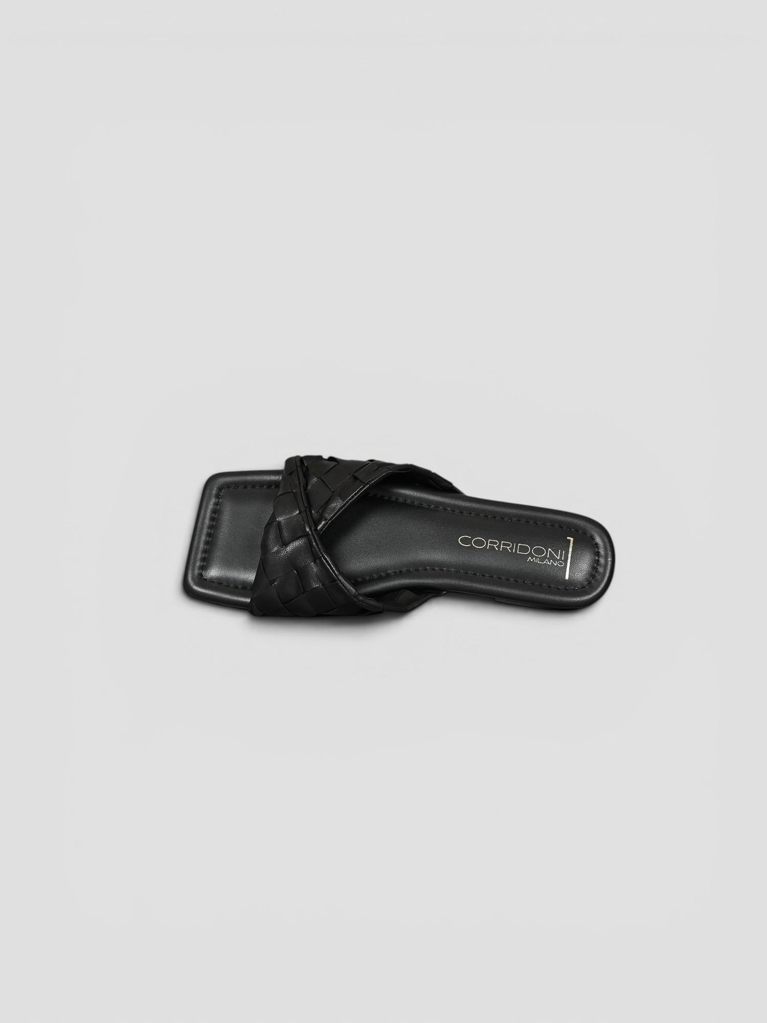Mule pelle 8557 BLACK intrecciato 8557 BLACK CORRIDONI MILANO 