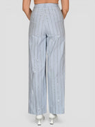 Pantalone sartoriale P062 T006 ricamo paillettes P062-T006 CELESTE ISABELLE BLANCHE PARIS 