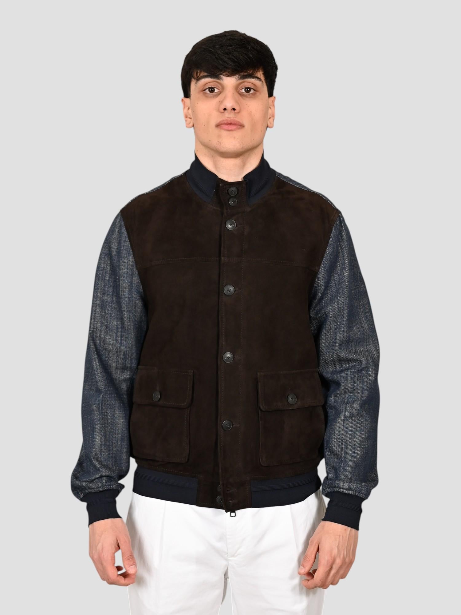 Giubbino ARGO DENIM suede dark brown ARGO DENIM DARK BROWN THE JACK LEATHERS 