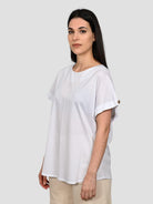 T-shirt risvolto WW31120 bianca WW31120 BIANCO WHITE WISE 