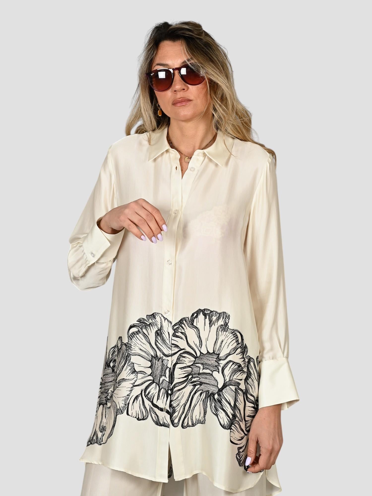 Camicia raso WW31808 stampata floreale WW31808 FLOREALE WHITE WISE 