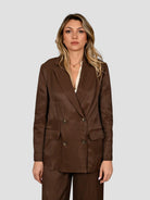 Blazer cioccolato AN31122U viscosa lino AN31122U MARRONE ANITIE' 