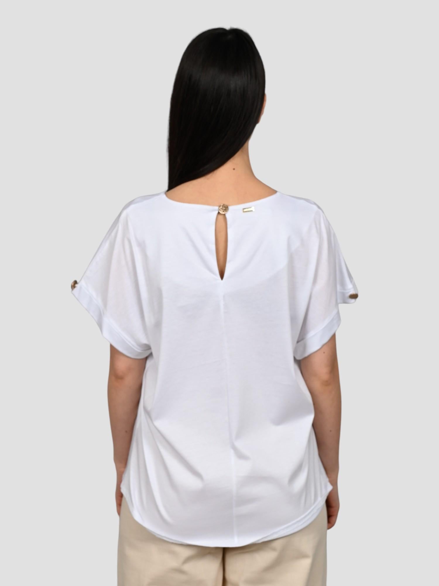 T-shirt risvolto WW31120 bianca WW31120 BIANCO WHITE WISE 