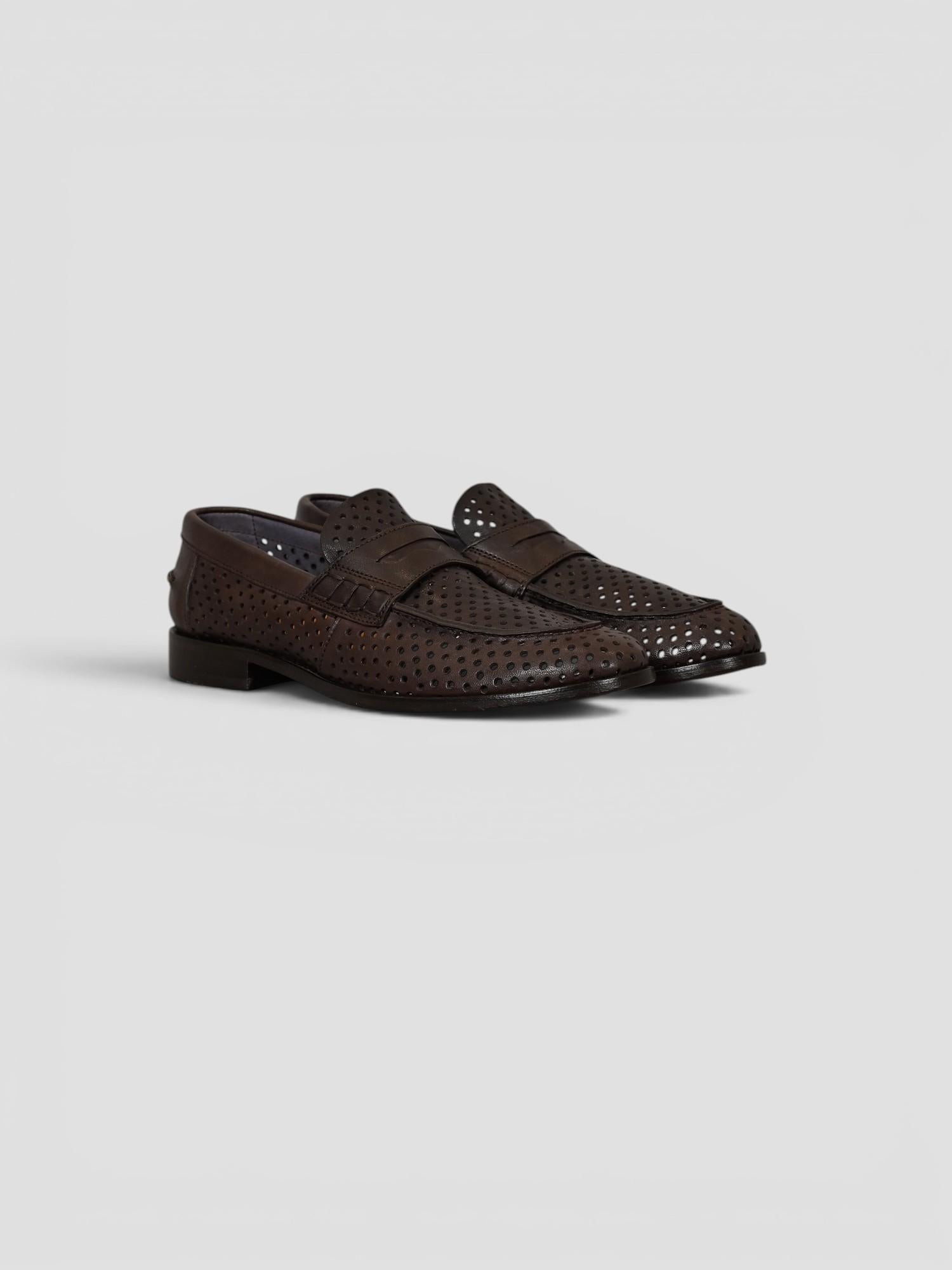 Penny loafer PAPUA MORO pelle traforata 2528/200 PAPUA JP/DAVID 